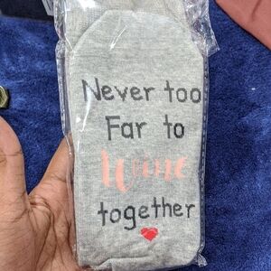 Gray 'Never Too Far to Wine Together' Socks Unisex